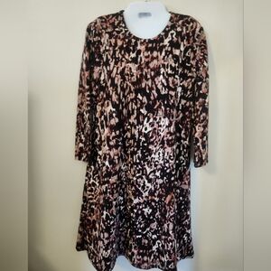 Cupio Dress Brown and Black 3/4 Sleeve